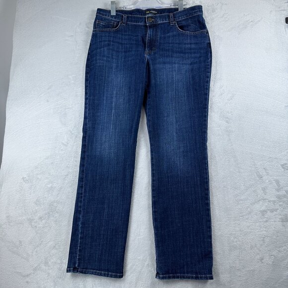 Lee Straight Leg Jeans Womens Size 16 Long Relaxed Fit Mid Rise Medium Wash Blue - Picture 1 of 12